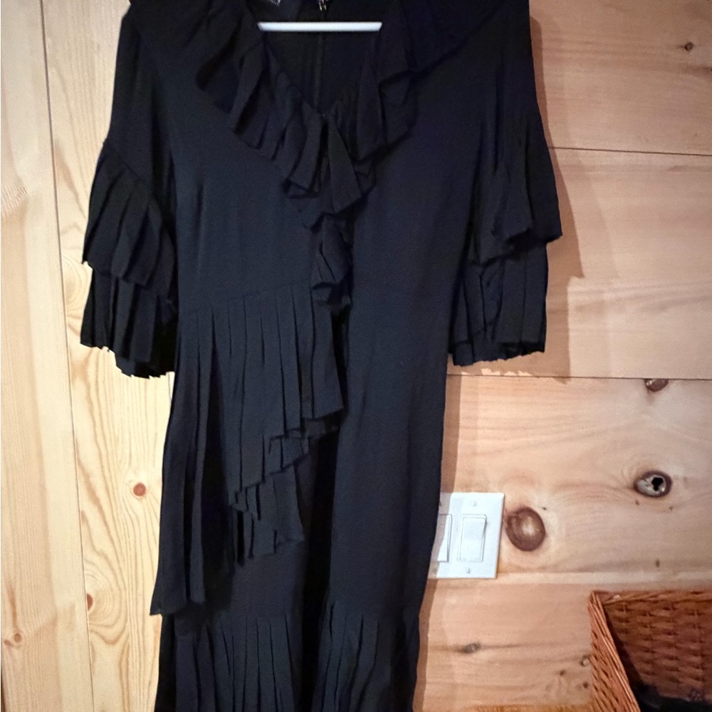Gucci Black Asymmetrical Ruffle Dress